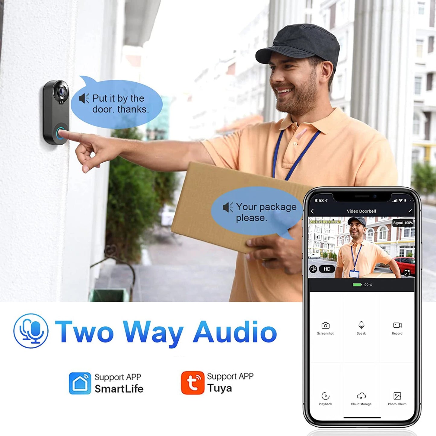 Smart WiFi Video Doorbell with Motion Detection & Night Vision