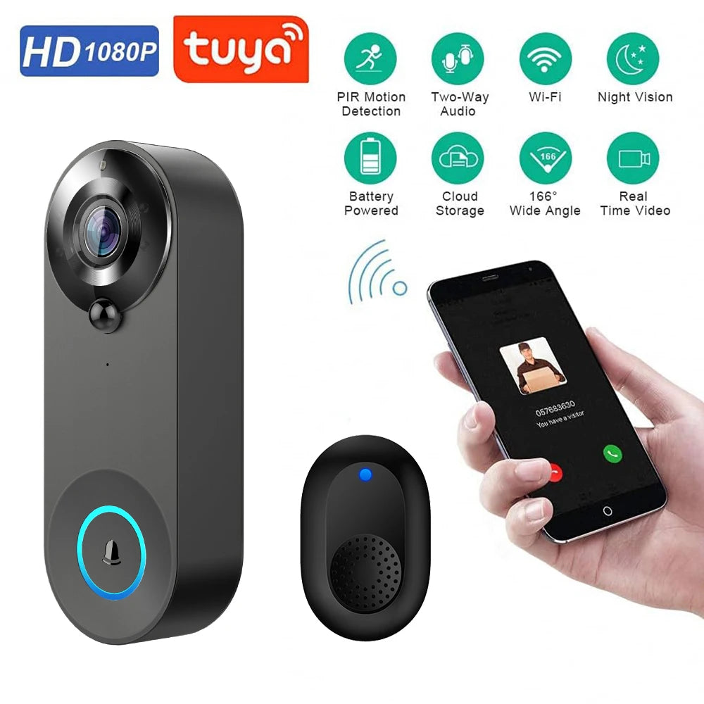 Smart WiFi Video Doorbell with Motion Detection & Night Vision