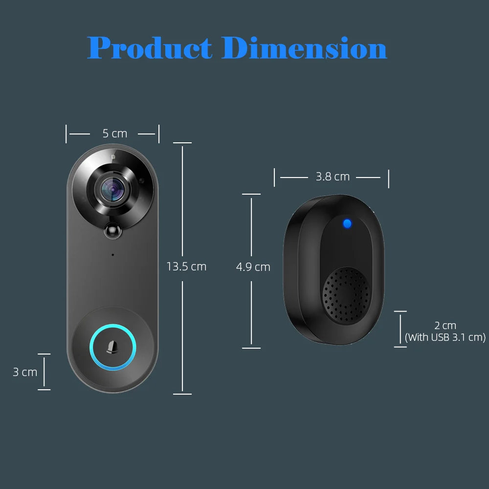 Smart WiFi Video Doorbell with Motion Detection & Night Vision