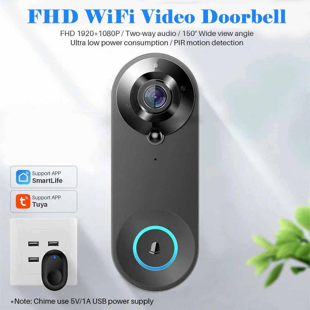 Smart WiFi Video Doorbell with Motion Detection & Night Vision