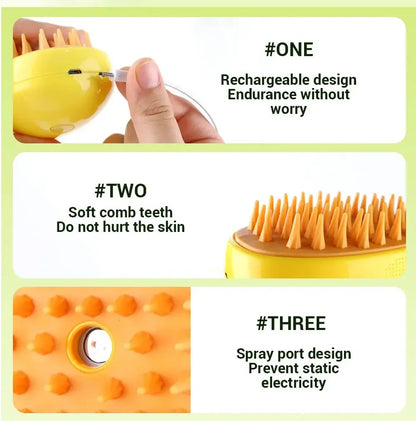 3-in-1 Electric Steam Pet Brush