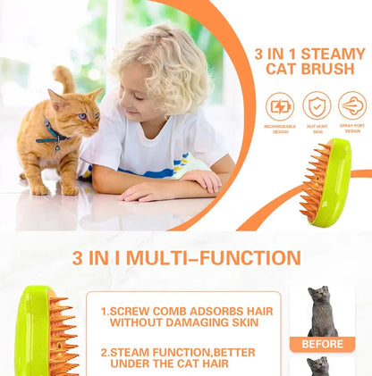 3-in-1 Electric Steam Pet Brush