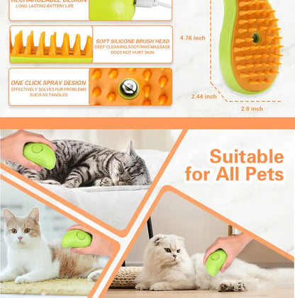 3-in-1 Electric Steam Pet Brush